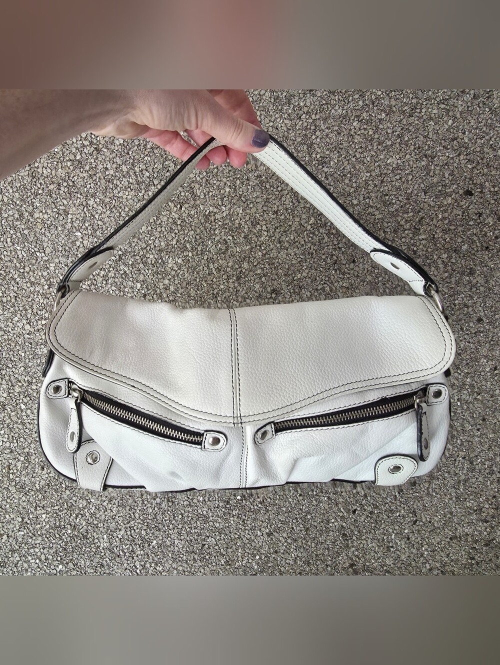 Daniel Y2k White Leather Shoulder Bag